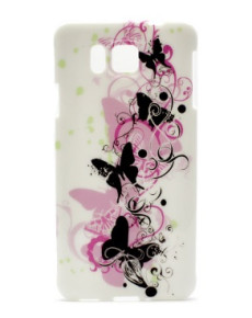 Силиконов гръб ТПУ за Samsung Galaxy Alpha G850 бял с розови и черни пеперуди